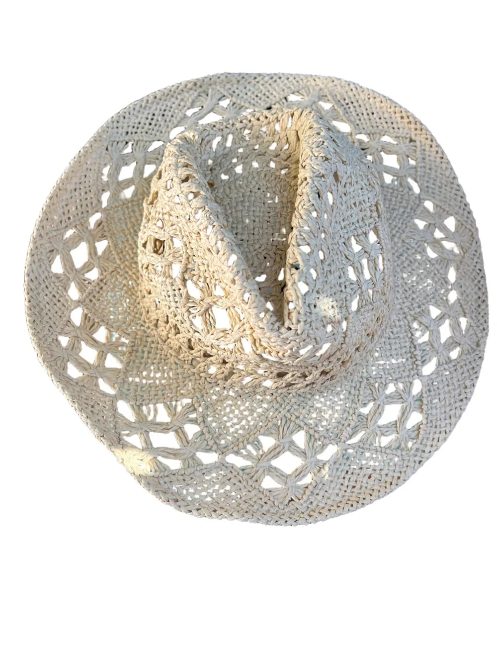 Handwoven straw cowgirl hat in Ivory